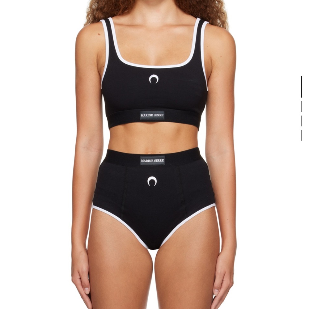 Marine Serre Black and White Women's Bra